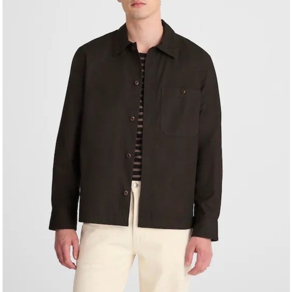 Madewell Cotton Poplin OverShirt Mens XS Brown Long‎ Sleeve Button Down Pocket